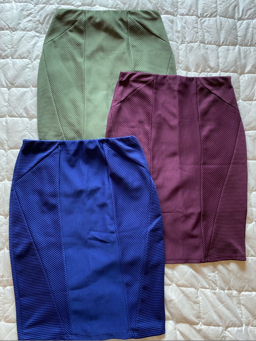 Women’s Pencil Skirts (3 pack)- olive green, burgundy, royal blue